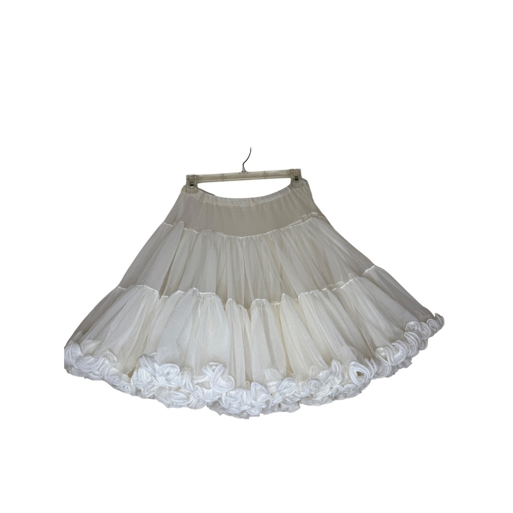 Vintage Square Dance Petticoat Off White Ruffled Layered Sheer Size S Coquette